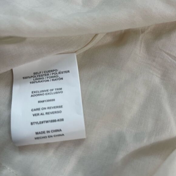 NWT Skylar& Jade tie back dotted Swiss Blouse beige front embroidery accent SZXL - Picture 12 of 13